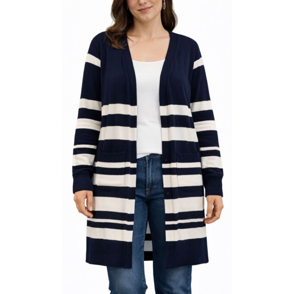 Just Madison navy striped cardigan jacket size small